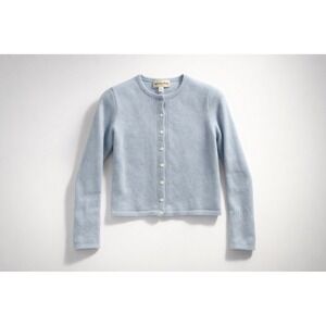 Coquette Girlhoodcore Chic Vintage Lambswool Cardigan Baby Blue Crewneck-10/12